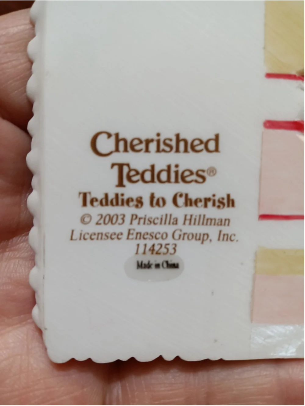 Cherished Teddies Girl's First Communion Cross Holy Bible Hanging Figurine 2003
